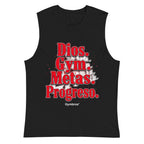 Sin Mangas Dios Gym Metas Progreso Letras Rojas - Plano