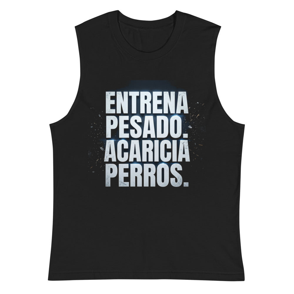 Sin Mangas Entrena Pesado Acaricia Perros - Plano