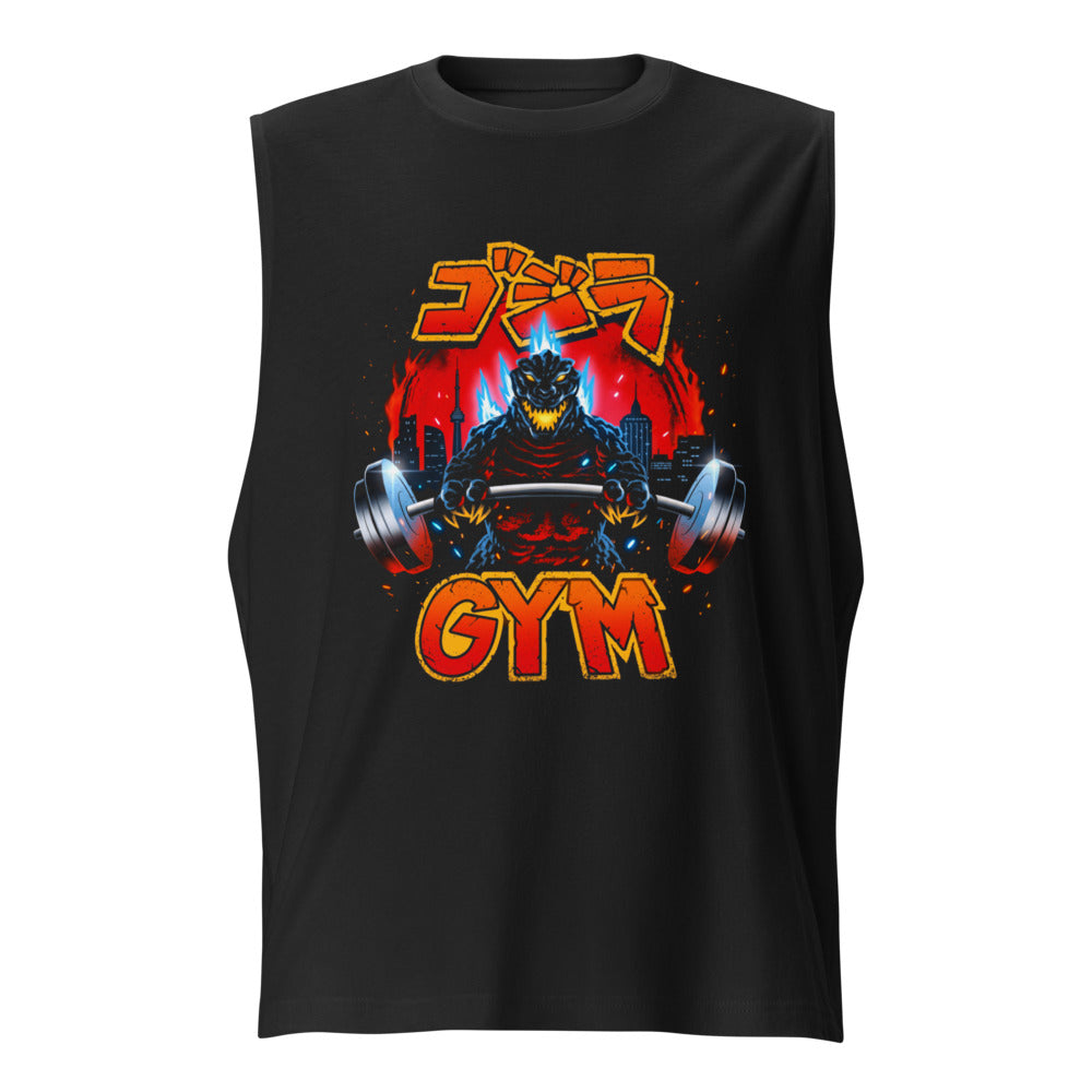 Sin Mangas Godzilla Gojira Gym Barbell Blue Spikes - Frente