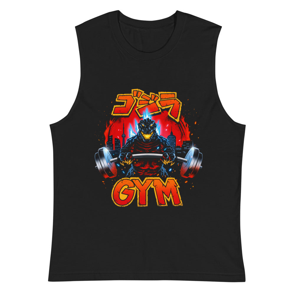 Sin Mangas Godzilla Gojira Gym Barbell Blue Spikes - Plano