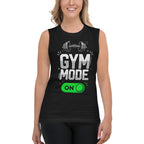 Sin Mangas Gym Mode On Barbell Toggle - Modelo femenina