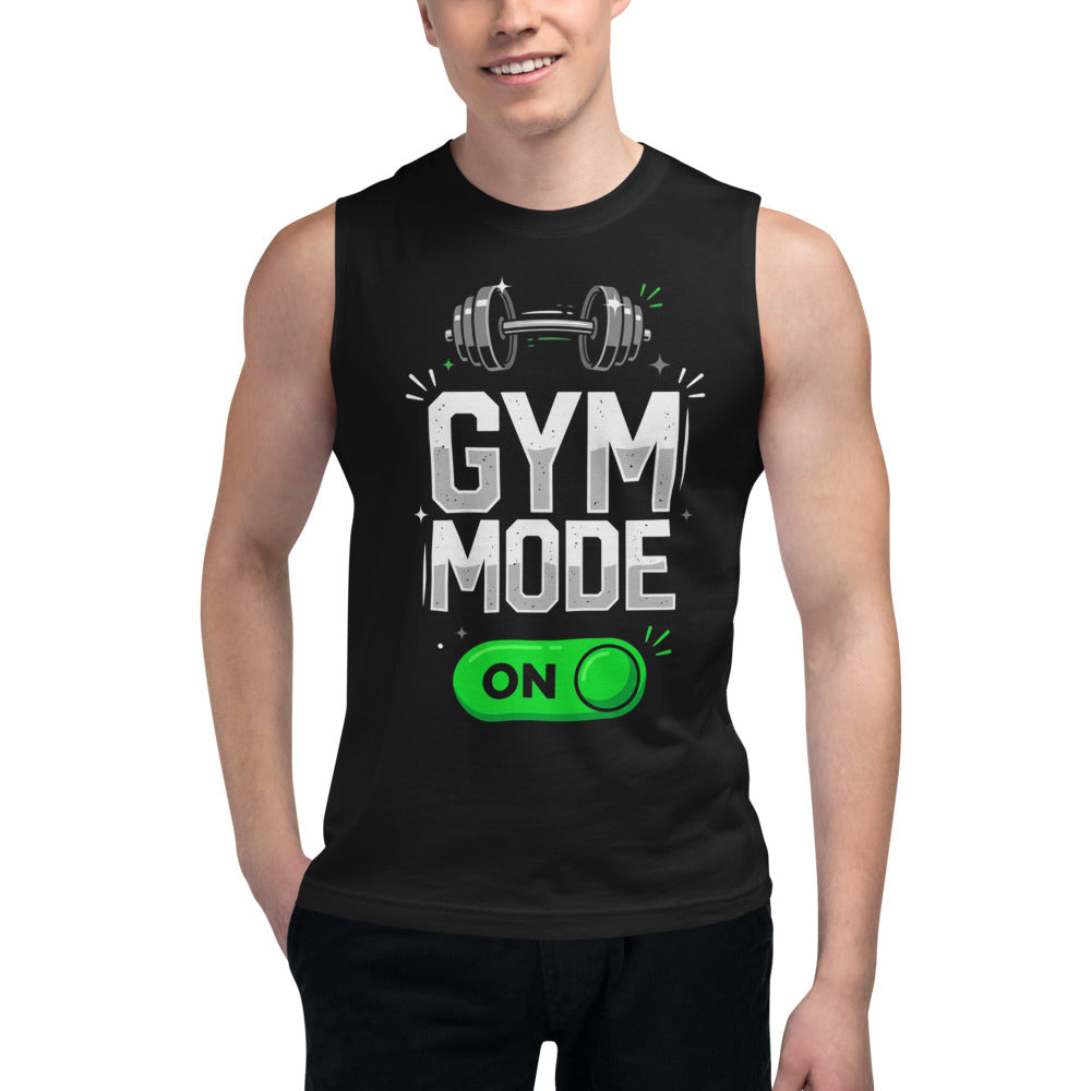 Sin Mangas Gym Mode On Barbell Toggle - Modelo masculino