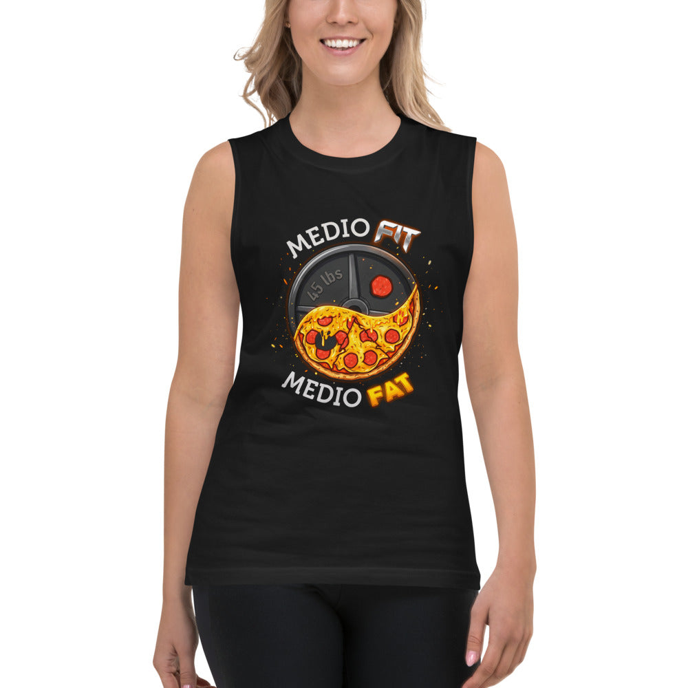 Sin Mangas Medio Fit Medio Fat Pizza Weight Plate - Modelo femenina
