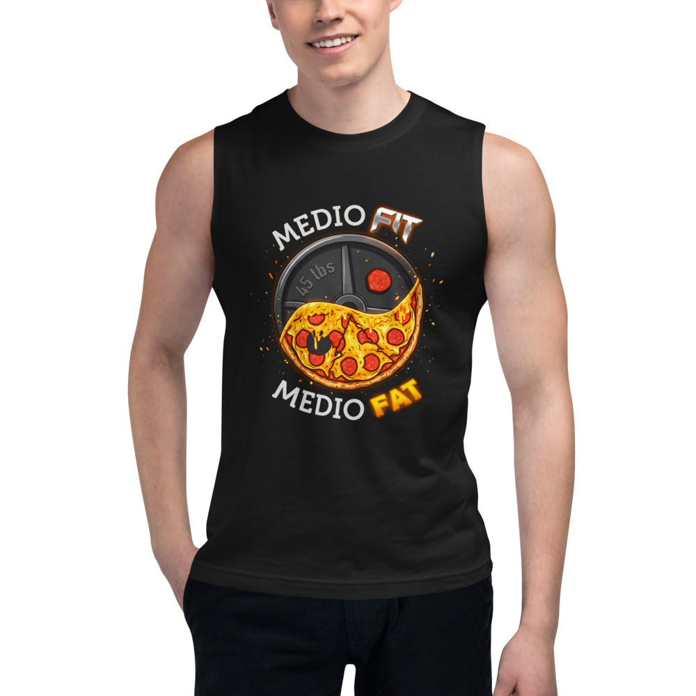 Sin Mangas Medio Fit Medio Fat Pizza Weight Plate - Modelo masculino
