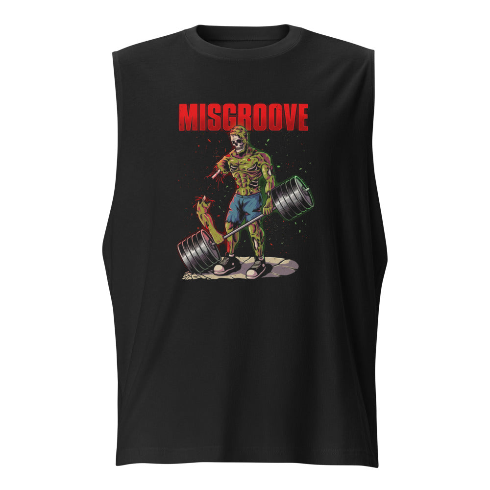 Sin Mangas Zombie Skull Bodybuilder Deadlift Barbell - Frente