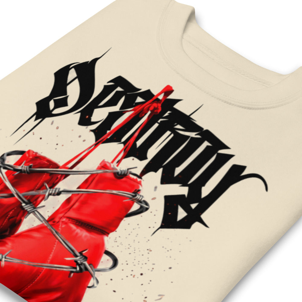 Suéter Red Boxing Gloves Barbed Wire Blackletter - Doblado zoom