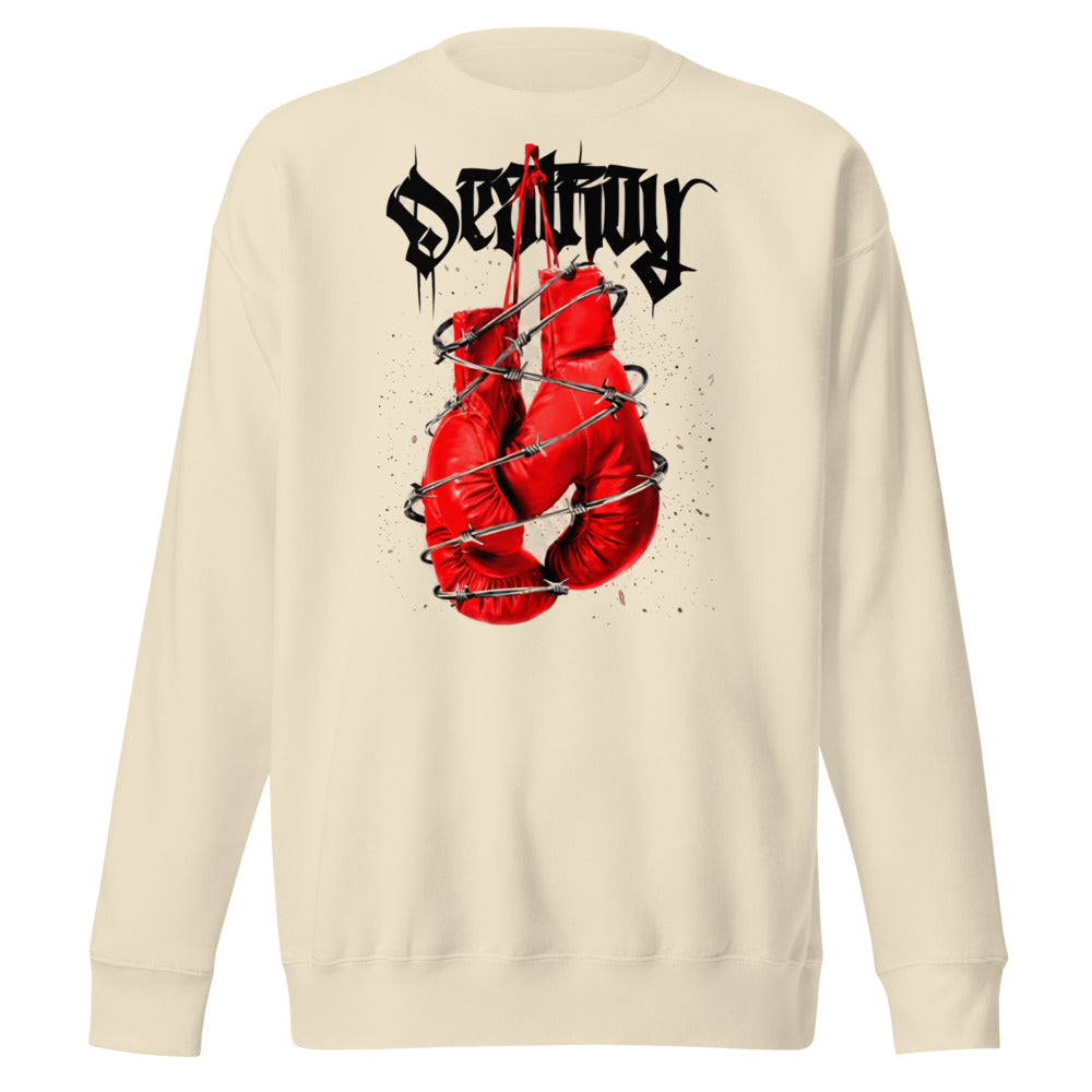 Suéter Red Boxing Gloves Barbed Wire Blackletter - Frente