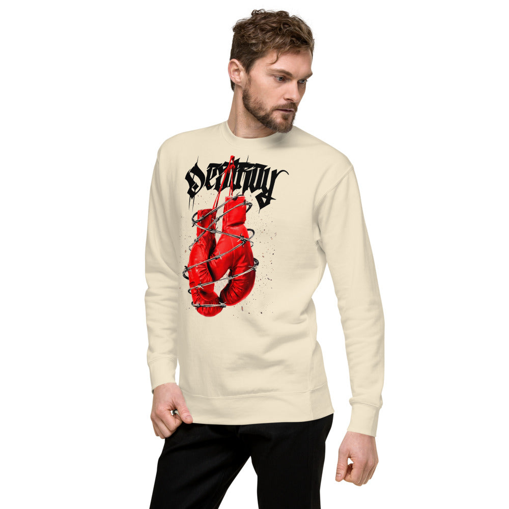 Suéter Red Boxing Gloves Barbed Wire Blackletter - Lateral izquierdo