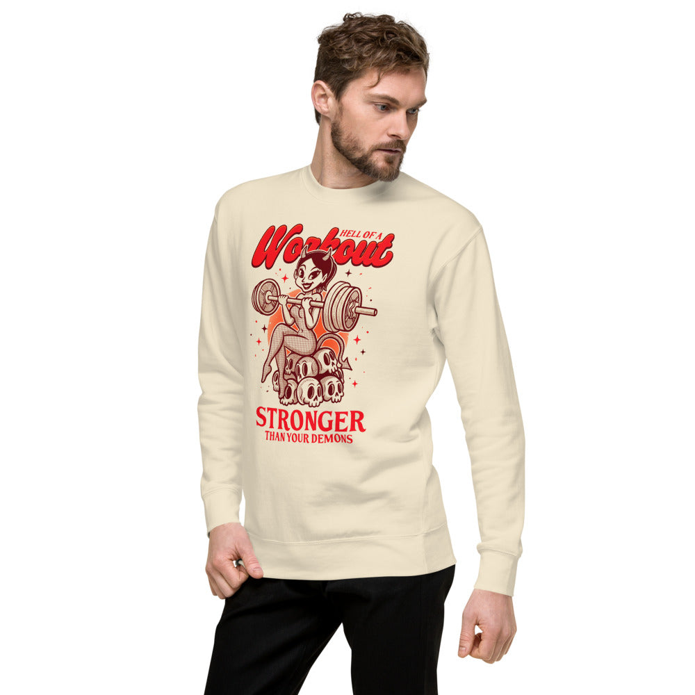 Suéter Stronger Than Your Demons Devil Girl Barbell - Lateral izquierdo
