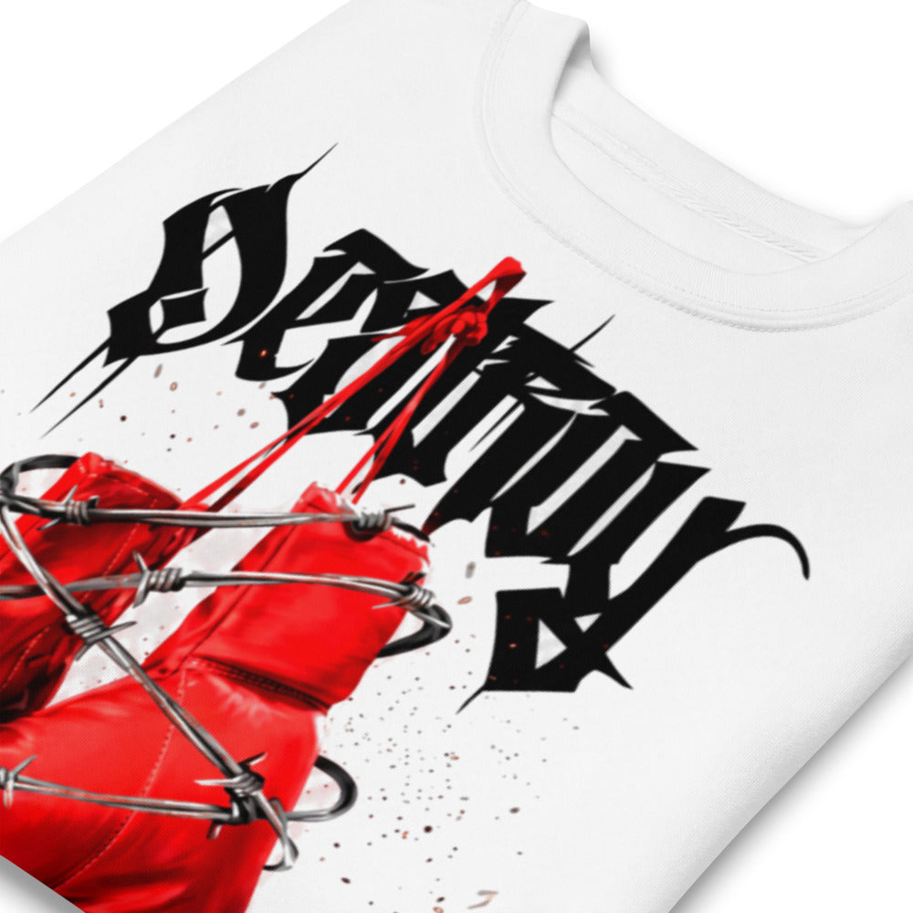 Suéter Red Boxing Gloves Barbed Wire Blackletter - Doblado zoom