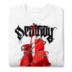 Suéter Red Boxing Gloves Barbed Wire Blackletter - Doblado