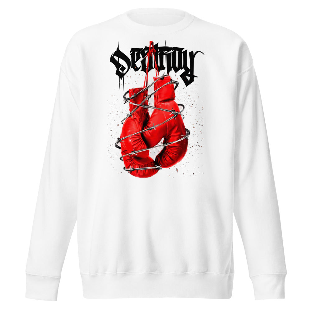 Suéter Red Boxing Gloves Barbed Wire Blackletter - Frente