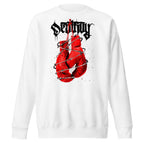 Suéter Red Boxing Gloves Barbed Wire Blackletter - Frente
