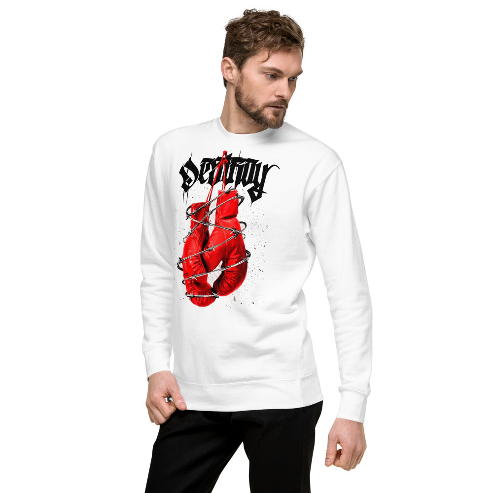 Suéter Red Boxing Gloves Barbed Wire Blackletter - Lateral izquierdo