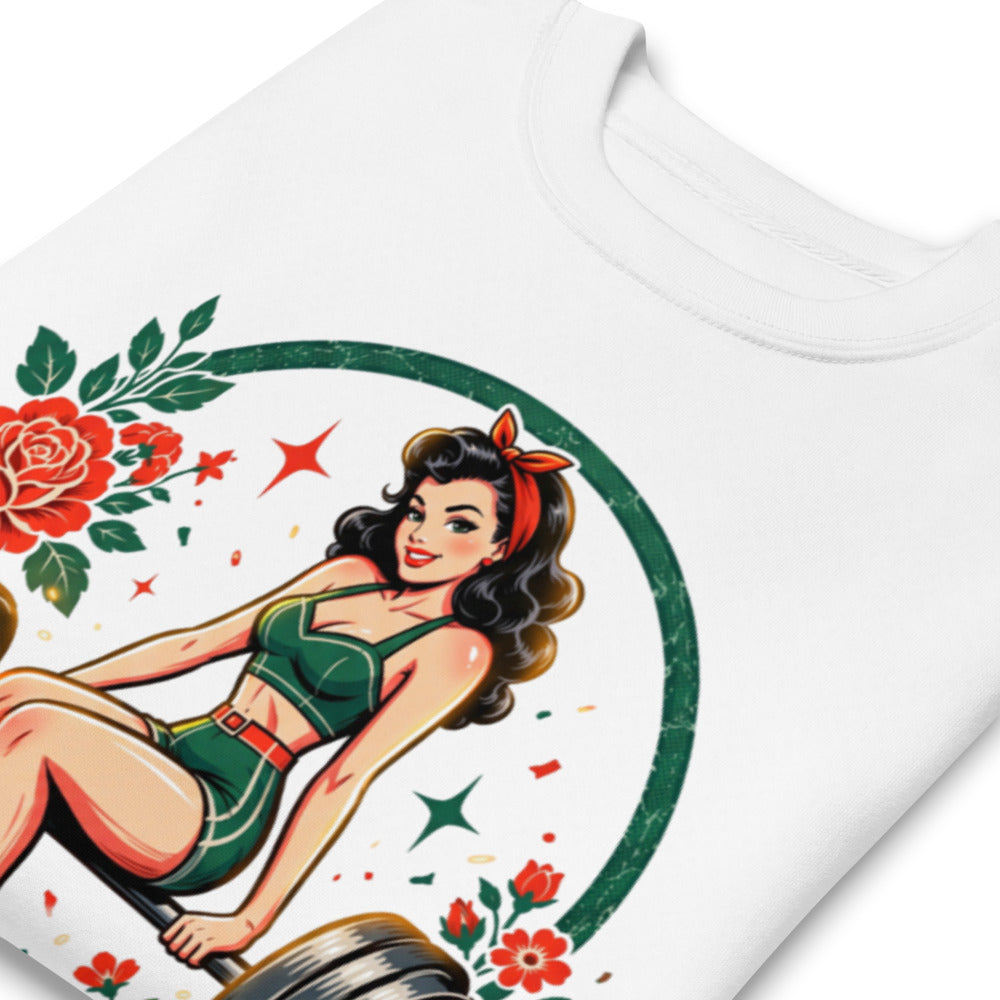 Suéter Stronger Every Day Retro Barbell Roses - Doblado zoom