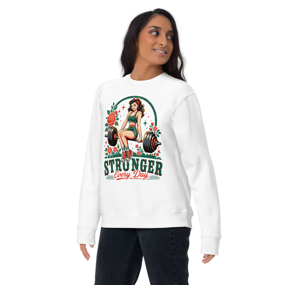 Suéter Stronger Every Day Retro Barbell Roses - Lifestyle mujer