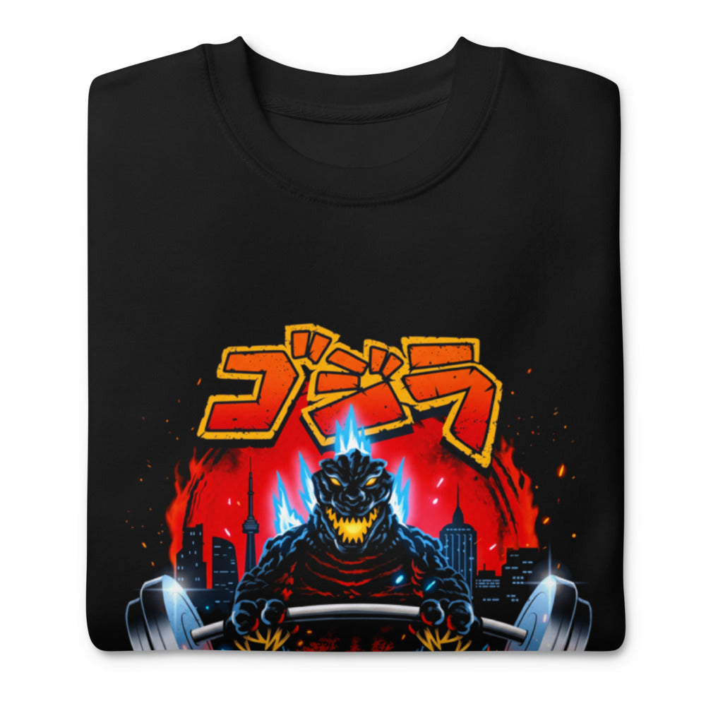 Suéter Godzilla Gojira Gym Barbell Blue Spikes - Doblado