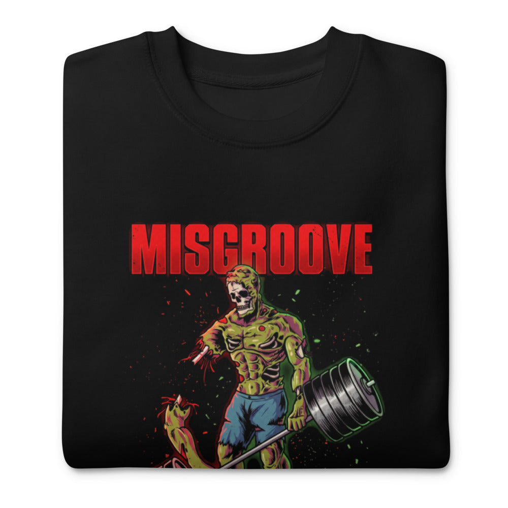 Suéter Zombie Skull Bodybuilder Deadlift Barbell - Doblado