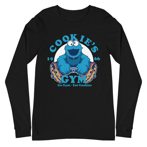 Cookie Monster Gym en playera manga larga de gym Gymbros — plano del producto