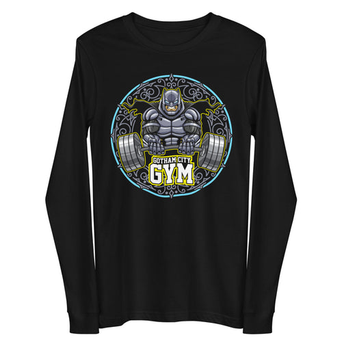 Batman Gotham City Gym en playera manga larga de gym Gymbros — plano del producto