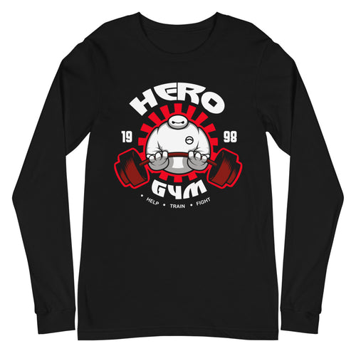 Baymax Hero Gym Big Hero 6 en playera manga larga de gym Gymbros — plano del producto