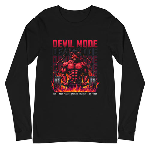 Devil Mode Gym Bodybuilder en playera manga larga de gym Gymbros — plano del producto