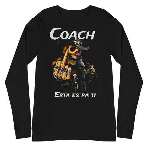 Coach Esta Es Pa Ti Calaca Pirate 2 en playera manga larga de gym Gymbros — plano del producto