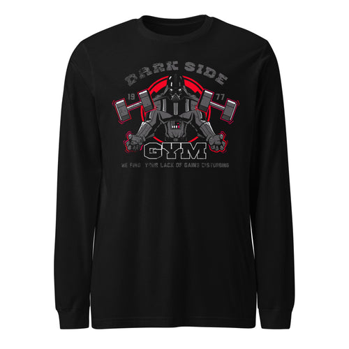 Darth Vader Dark Side Gym en playera manga larga de gym Gymbros — diseño al frente