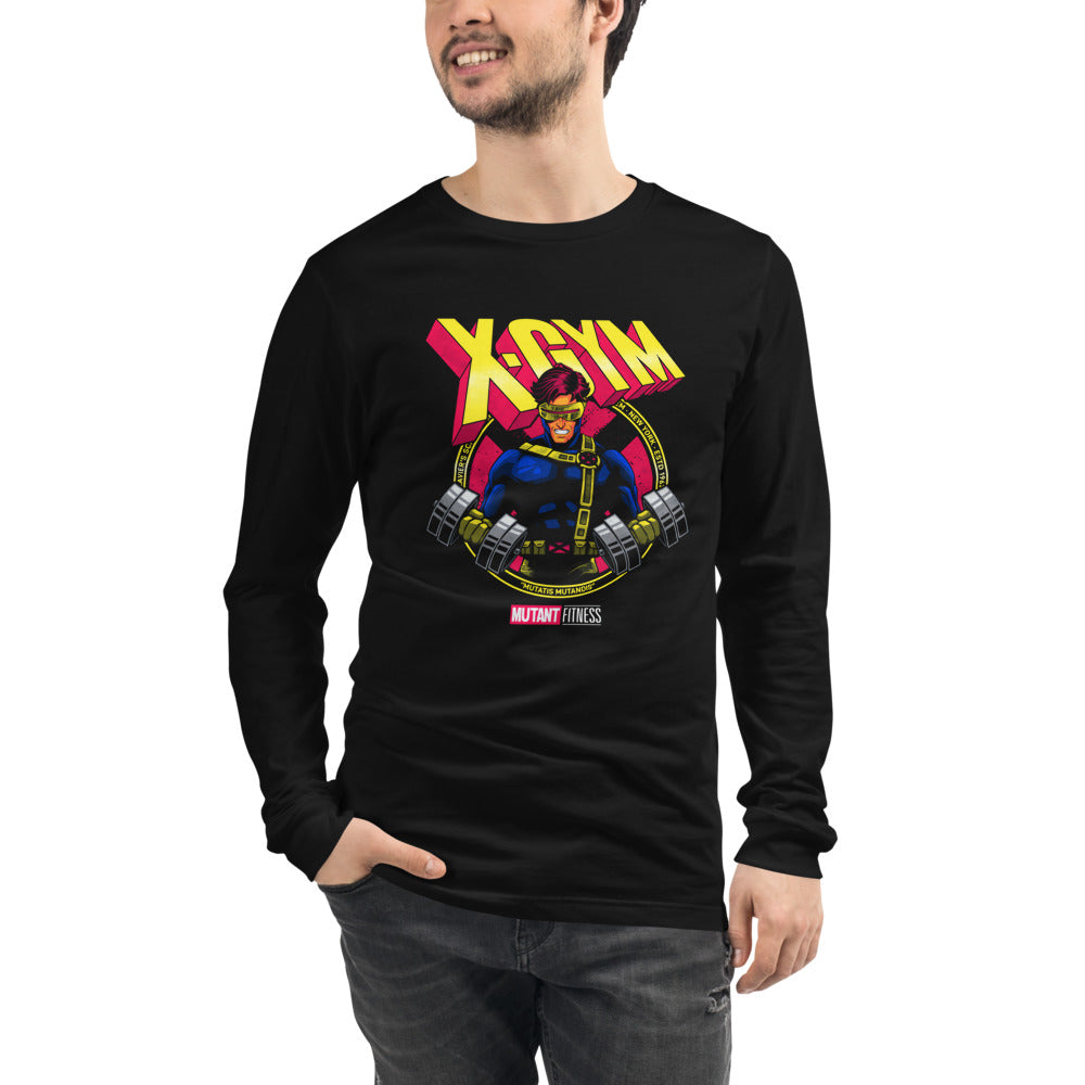 Optic Squad en playera de manga larga de gym Gymbros — modelo masculino usándola