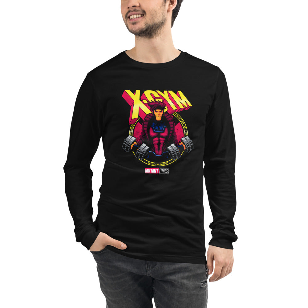 Card Trick Squad en playera de manga larga de gym Gymbros — modelo masculino usándola