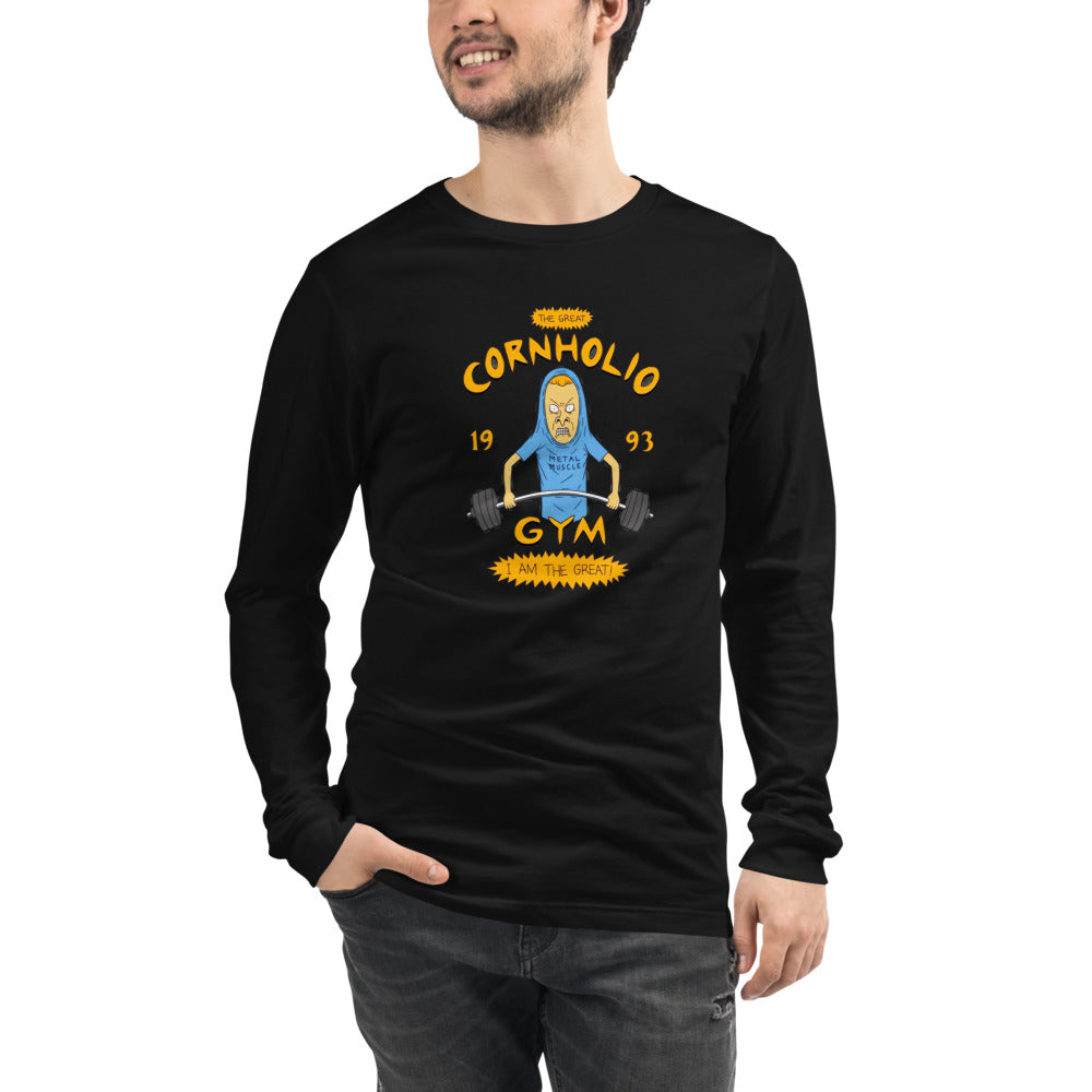I Am Gym Legend en playera de manga larga de gym Gymbros — modelo masculino usándola