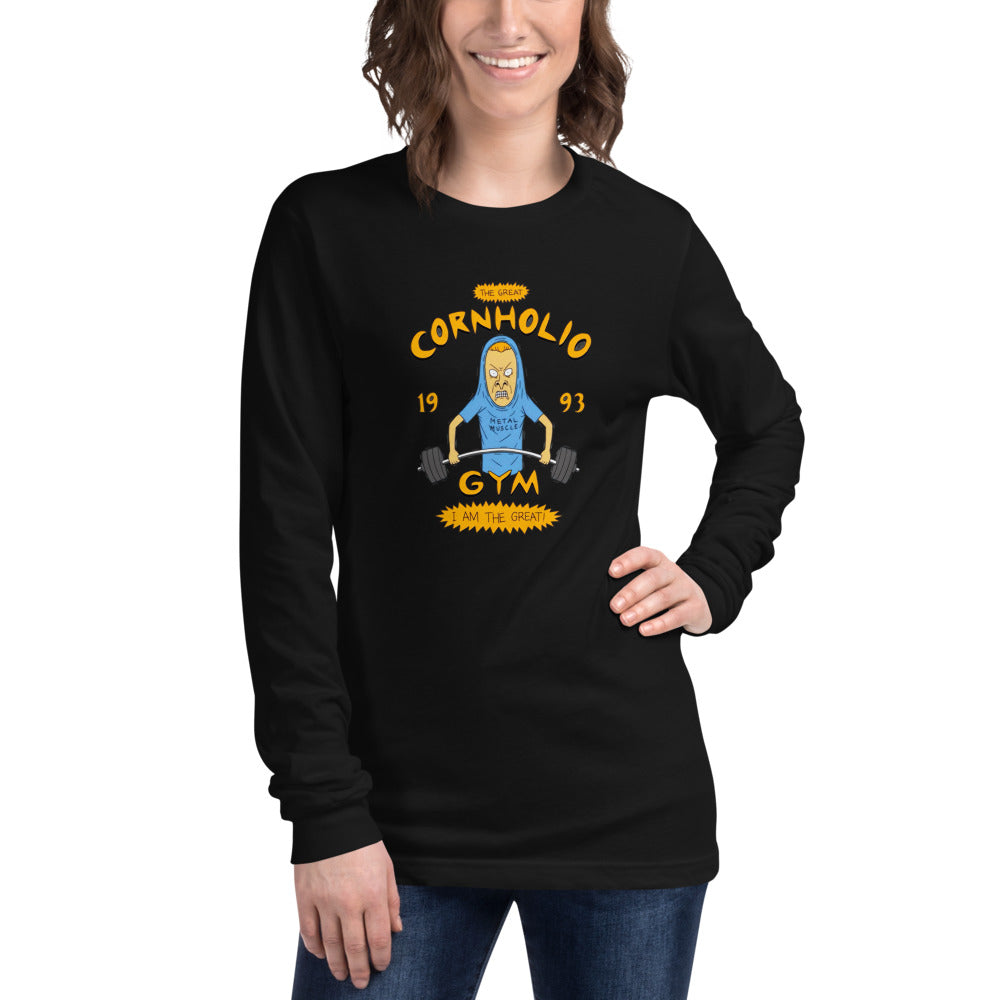 I Am Gym Legend en playera de manga larga de gym Gymbros — modelo femenina usándola