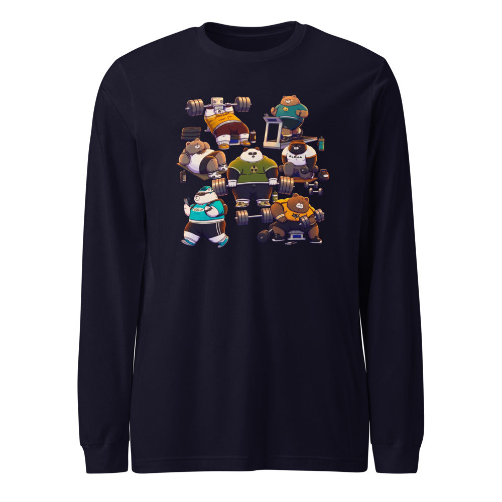Gym Bears Club en playera de manga larga de gym Gymbros — diseño al frente