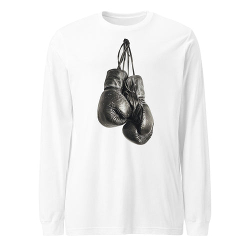 Boxing Gloves Hanging Classic en playera manga larga de gym Gymbros — diseño al frente
