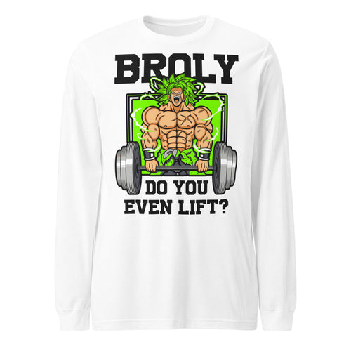 Broly Do You Even Lift Gym en playera manga larga de gym Gymbros — diseño al frente
