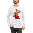 Flex Mode Santa en playera de manga larga de gym Gymbros — modelo masculino usándola