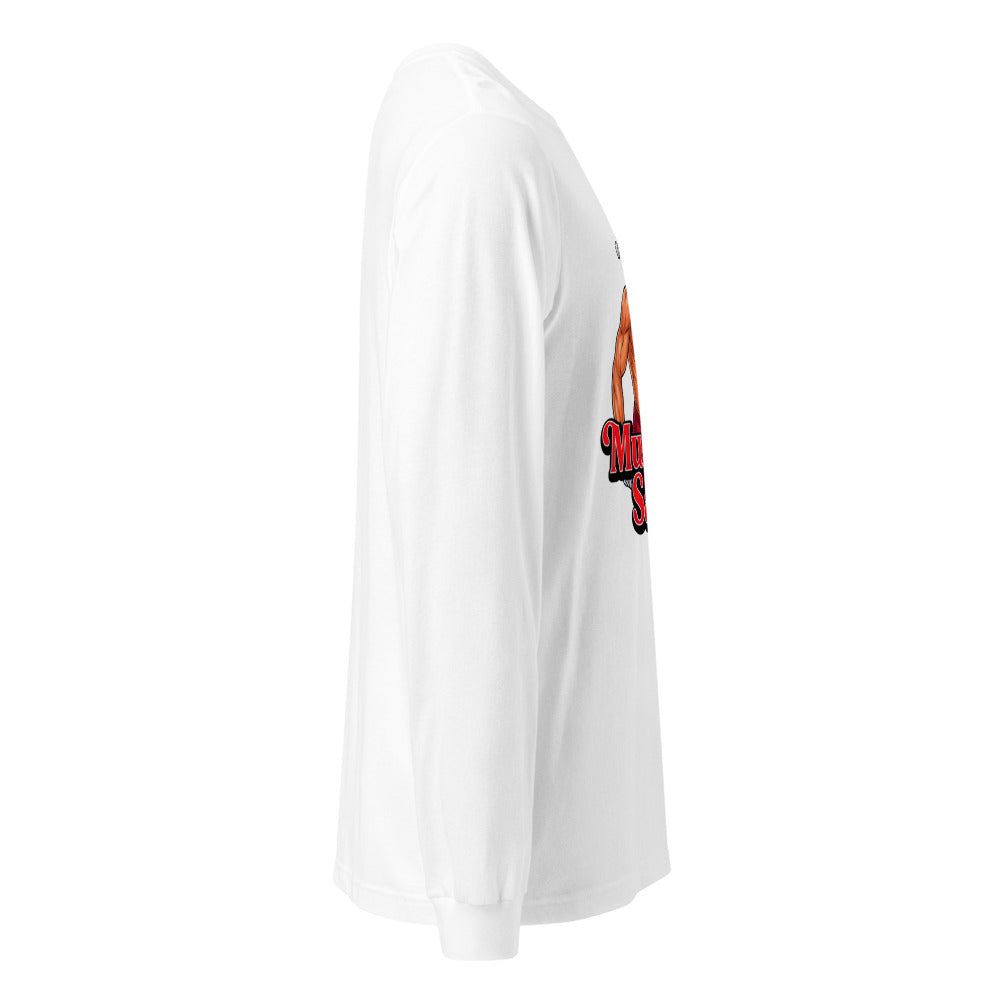 Flex Mode Santa en playera de manga larga de gym Gymbros — vista lateral (fantasma)