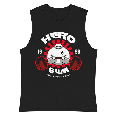 Baymax Hero Gym Big Hero 6 en playera sin mangas de gym Gymbros — plano del producto