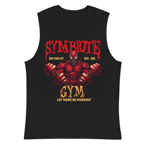 Carnage Symbiote Gym NYC en playera sin mangas de gym Gymbros — plano del producto