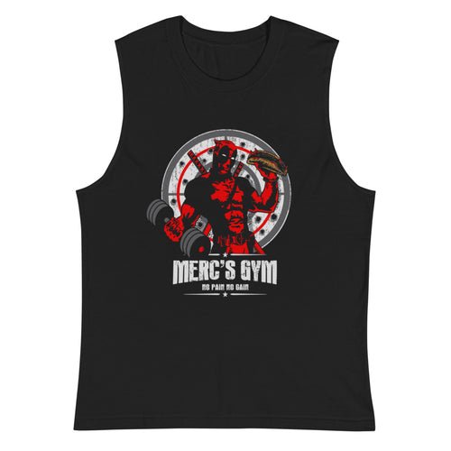 Deadpool Merc Gym No Pain No Gain en playera sin mangas de gym Gymbros — plano del producto