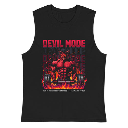 Devil Mode Gym Bodybuilder en playera sin mangas de gym Gymbros — plano del producto