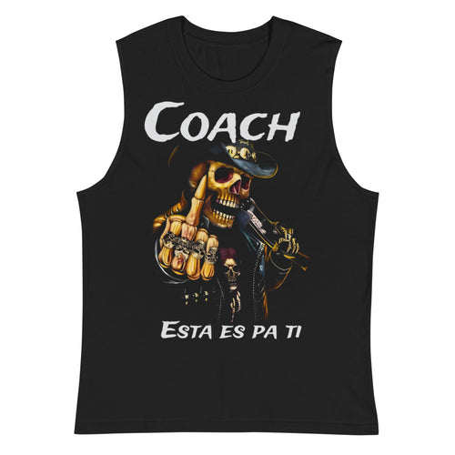 Coach Esta Es Pa Ti Calaca Pirate 2 en playera sin mangas de gym Gymbros — plano del producto