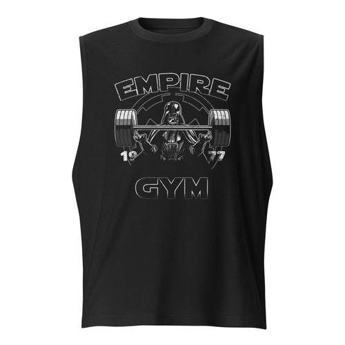 Darth Vader Empire Gym en playera sin mangas de gym Gymbros — diseño al frente