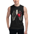 Ribcage Kettlebell en playera sin mangas de gym Gymbros — modelo masculino usándola