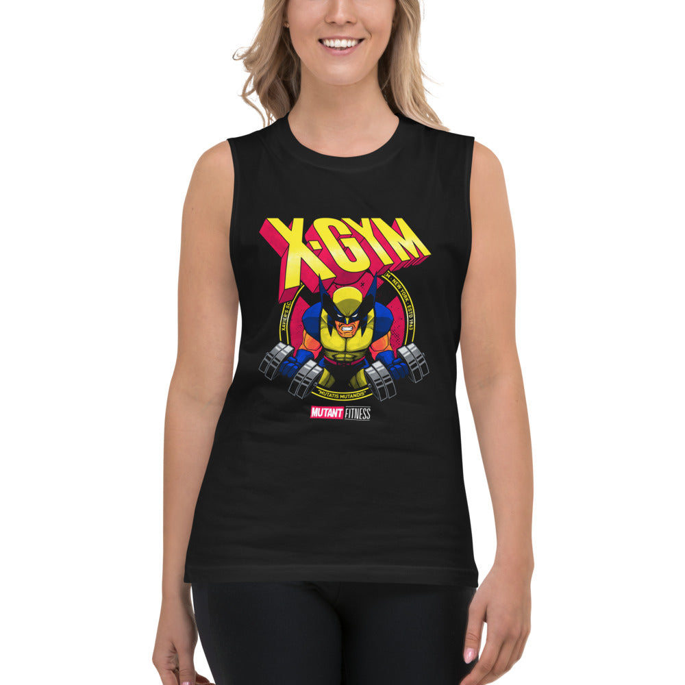 Claws Out Squad en playera sin mangas de gym Gymbros — modelo femenina usándola