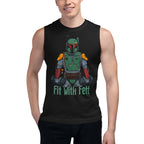 Bounty Fitness en playera sin mangas de gym Gymbros — modelo masculino usándola