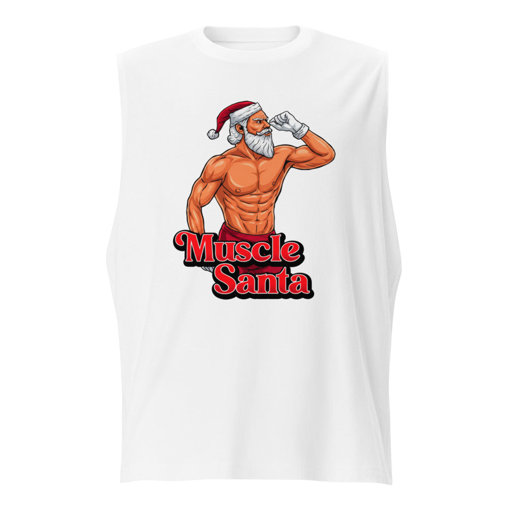 Flex Mode Santa en playera sin mangas de gym Gymbros — diseño al frente