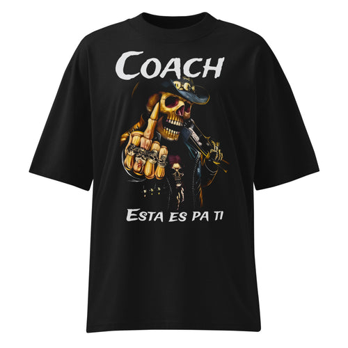 Coach Esta Es Pa Ti Calaca Pirate 2 en playera oversize de gym Gymbros — diseño al frente