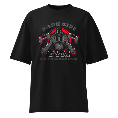 Darth Vader Dark Side Gym en playera oversize de gym Gymbros — diseño al frente