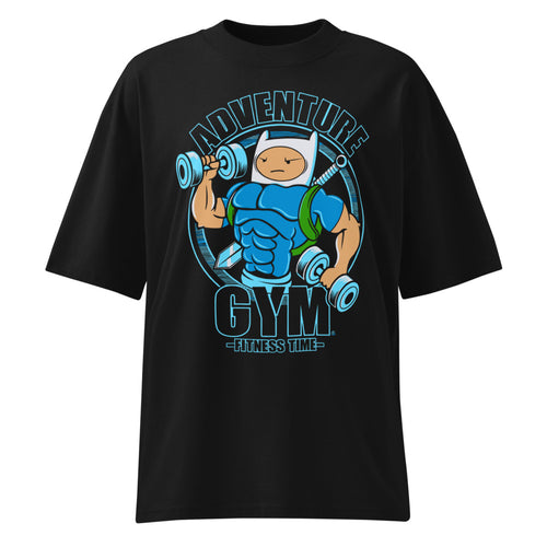 Finn Adventure Time Gym en playera oversize de gym Gymbros — diseño al frente